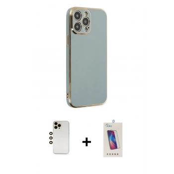 MARSİLYAN™- iPhone 13 Pro Max Kılıf Yankı Serisi - Siyah Joko 5D Cam + Shine Kamera Lens - GD