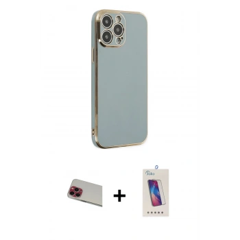 MARSİLYAN™- iPhone 13 Pro Max Kılıf Yankı Serisi - Siyah Joko 5D Cam + Rainbow Kamera Lens Koruma Cam - KI