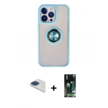 MARSİLYAN™- iPhone 13 Pro Max Kılıf Yörünge Çizgi - Şeffaf 360 Full Body Arka Koruyucu + Pers Alüminyum Kamera Lens - LT