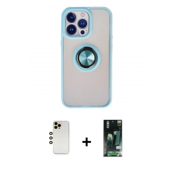 MARSİLYAN™- iPhone 13 Pro Max Kılıf Yörünge Çizgi - Şeffaf 360 Full Body Arka Koruyucu + Shine Kamera Lens - GD