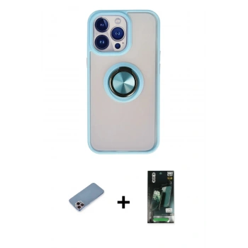 MARSİLYAN™- iPhone 13 Pro Max Kılıf Yörünge Çizgi - Şeffaf 360 Full Body Arka Koruyucu + Shine Kamera Lens Koruma Cam - PE