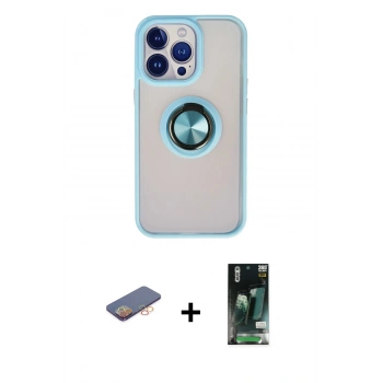 MARSİLYAN™- iPhone 13 Pro Max Kılıf Yörünge Çizgi - Şeffaf 360 Full Body Arka Koruyucu + Renkli Kamera Lens Koruma Cam - TU