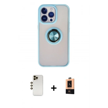 MARSİLYAN™- iPhone 13 Pro Max Kılıf Yörünge Çizgi - Şeffaf Maxco Cam Ekran Koruyucu + Shine Kamera Lens - GD