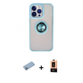 MARSİLYAN™- iPhone 13 Pro Max Kılıf Yörünge Çizgi - Şeffaf Maxco Cam Ekran Koruyucu + Shine Kamera Lens Koruma Cam - MI