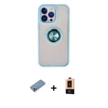 MARSİLYAN™- iPhone 13 Pro Max Kılıf Yörünge Çizgi - Şeffaf Maxco Cam Ekran Koruyucu + Shine Kamera Lens Koruma Cam - PE