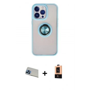 MARSİLYAN™- iPhone 13 Pro Max Kılıf Yörünge Çizgi - Şeffaf Maxco Cam Ekran Koruyucu + Rainbow Kamera Lens Koruma Cam - MI