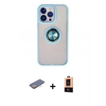 MARSİLYAN™- iPhone 13 Pro Max Kılıf Yörünge Çizgi - Şeffaf Maxco Cam Ekran Koruyucu + Renkli Kamera Lens Koruma Cam - SI