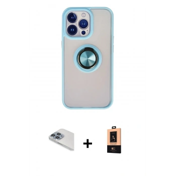 MARSİLYAN™- iPhone 13 Pro Max Kılıf Yörünge Çizgi - Şeffaf Maxco Cam Ekran Koruyucu + Pers Alüminyum Kamera Lens - SABE