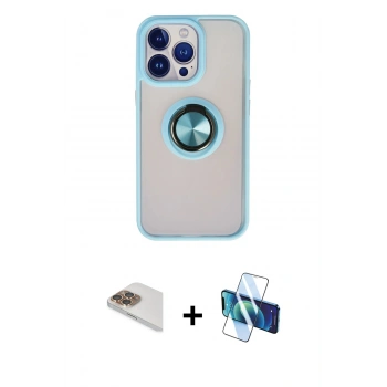 MARSİLYAN™- iPhone 13 Pro Max Kılıf Yörünge Çizgi - Siyah 3D Antistatik Cam Ekran Koruyucu + Pers Alüminyum Kamera Lens - GD