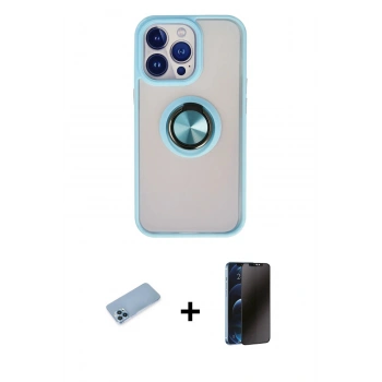 MARSİLYAN™- iPhone 13 Pro Max Kılıf Yörünge Çizgi - Siyah 3D Antistatik Hayalet Cam Ekran Koruyucu + Shine Kamera Lens Koruma Cam - MI