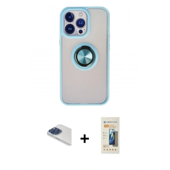 MARSİLYAN™- iPhone 13 Pro Max Kılıf Yörünge Çizgi - Siyah 6D Mat Seramik Hayalet Nano Ekran Koruyucu + Pers Alüminyum Kamera Lens - LT