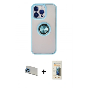 MARSİLYAN™- iPhone 13 Pro Max Kılıf Yörünge Çizgi - Siyah 6D Mat Seramik Hayalet Nano Ekran Koruyucu + Rainbow Kamera Lens Koruma Cam - MI