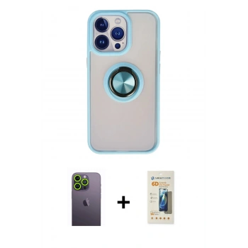 MARSİLYAN™- iPhone 13 Pro Max Kılıf Yörünge Çizgi - Siyah 6D Mat Seramik Hayalet Nano Ekran Koruyucu + Neon Fosforlu Kamera Lens - YL