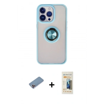 MARSİLYAN™- iPhone 13 Pro Max Kılıf Yörünge Çizgi - Siyah 6D Mat Seramik Hayalet Nano Ekran Koruyucu + Shine Kamera Lens Koruma Cam - PE