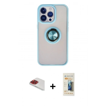 MARSİLYAN™- iPhone 13 Pro Max Kılıf Yörünge Çizgi - Siyah 6D Mat Seramik Hayalet Nano Ekran Koruyucu + Pers Alüminyum Kamera Lens - KI
