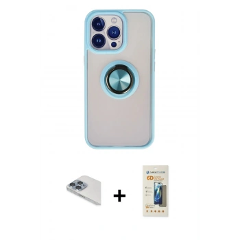MARSİLYAN™- iPhone 13 Pro Max Kılıf Yörünge Çizgi - Siyah 6D Mat Seramik Hayalet Nano Ekran Koruyucu + Pers Alüminyum Kamera Lens - SABE