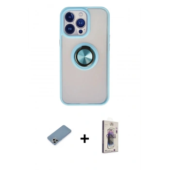 MARSİLYAN™- iPhone 13 Pro Max Kılıf Yörünge Çizgi - Siyah Bilvis 3D Cam Ekran Koruyucu + Shine Kamera Lens Koruma Cam - GI