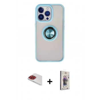 MARSİLYAN™- iPhone 13 Pro Max Kılıf Yörünge Çizgi - Siyah Bilvis 3D Cam Ekran Koruyucu + Pers Alüminyum Kamera Lens - KI