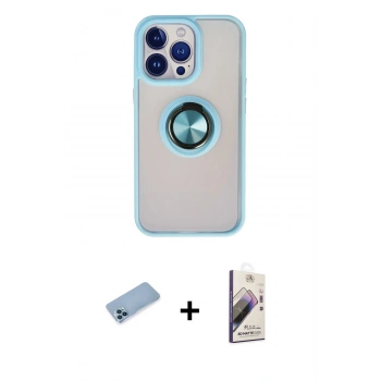 MARSİLYAN™- iPhone 13 Pro Max Kılıf Yörünge Çizgi - Siyah Bilvis 3D Mat Cam Ekran Koruyucu + Shine Kamera Lens Koruma Cam - MI