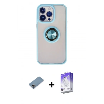 MARSİLYAN™- iPhone 13 Pro Max Kılıf Yörünge Çizgi - Siyah Bilvis 5in1 3D Magic Cam Ekran Koruyucu + Shine Kamera Lens Koruma Cam - GI