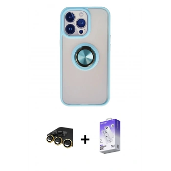 MARSİLYAN™- iPhone 13 Pro Max Kılıf Yörünge Çizgi - Siyah Bilvis 5in1 3D Magic Cam Ekran Koruyucu + Raze Metal Kamera Lens - GD