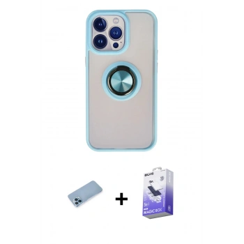 MARSİLYAN™- iPhone 13 Pro Max Kılıf Yörünge Çizgi - Siyah Bilvis 5in1 5D Magic Hayalet Cam Ekran Koruyucu + Shine Kamera Lens Koruma Cam - MI