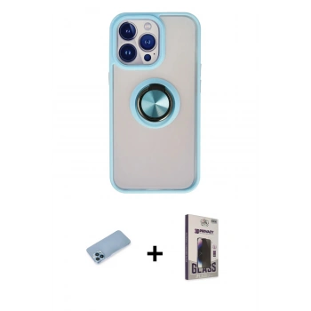 MARSİLYAN™- iPhone 13 Pro Max Kılıf Yörünge Çizgi - Siyah Bilvis Hayalet Cam Ekran Koruyucu + Shine Kamera Lens Koruma Cam - MI