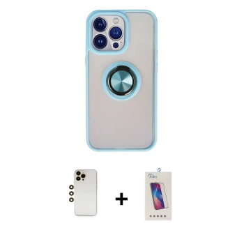 MARSİLYAN™- iPhone 13 Pro Max Kılıf Yörünge Çizgi - Siyah Joko 5D Cam + Shine Kamera Lens - GD