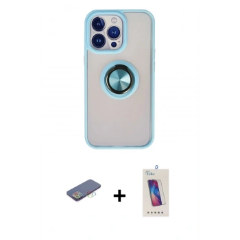MARSİLYAN™- iPhone 13 Pro Max Kılıf Yörünge Çizgi - Siyah Joko 5D Cam + Renkli Kamera Lens Koruma Cam - MI