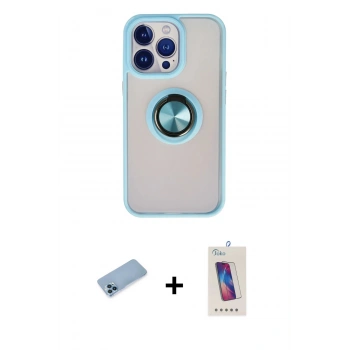 MARSİLYAN™- iPhone 13 Pro Max Kılıf Yörünge Çizgi - Siyah Joko 5D Cam + Shine Kamera Lens Koruma Cam - MI