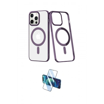 MARSİLYAN™- iPhone 13 Pro Max Kılıf Yörünge Minimal - Siyah 3D Antistatik Cam Ekran Koruyucu