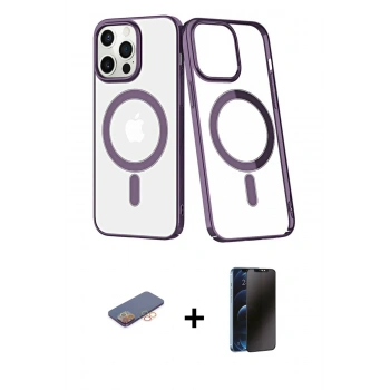 MARSİLYAN™- iPhone 13 Pro Max Kılıf Yörünge Minimal - Siyah 3D Antistatik Hayalet Cam Ekran Koruyucu + Renkli Kamera Lens Koruma Cam - TU