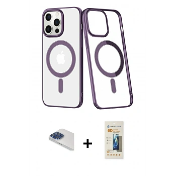MARSİLYAN™- iPhone 13 Pro Max Kılıf Yörünge Minimal - Siyah 6D Mat Seramik Hayalet Nano Ekran Koruyucu + Pers Alüminyum Kamera Lens - LT