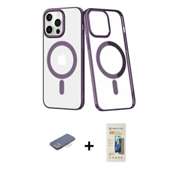 MARSİLYAN™- iPhone 13 Pro Max Kılıf Yörünge Minimal - Siyah 6D Mat Seramik Hayalet Nano Ekran Koruyucu + Renkli Kamera Lens Koruma Cam - MI