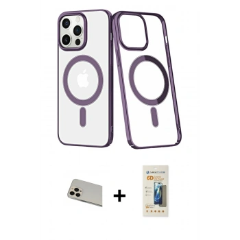 MARSİLYAN™- iPhone 13 Pro Max Kılıf Yörünge Minimal - Siyah 6D Mat Seramik Hayalet Nano Ekran Koruyucu + Rainbow Kamera Lens Koruma Cam - REGD