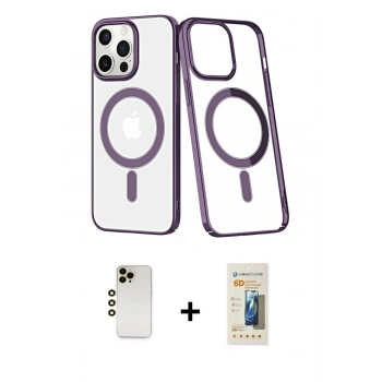 MARSİLYAN™- iPhone 13 Pro Max Kılıf Yörünge Minimal - Siyah 6D Mat Seramik Hayalet Nano Ekran Koruyucu + Shine Kamera Lens - GD