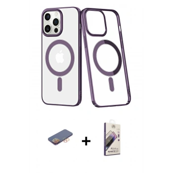 MARSİLYAN™- iPhone 13 Pro Max Kılıf Yörünge Minimal - Siyah Bilvis 3D Mat Cam Ekran Koruyucu + Renkli Kamera Lens Koruma Cam - TU