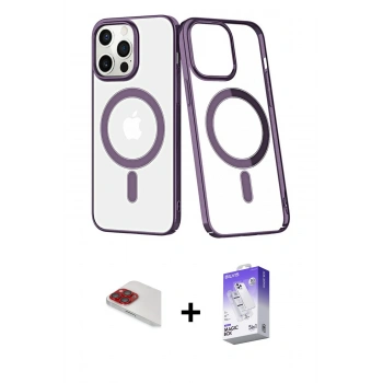 MARSİLYAN™- iPhone 13 Pro Max Kılıf Yörünge Minimal - Siyah Bilvis 5in1 3D Magic Cam Ekran Koruyucu + Pers Alüminyum Kamera Lens - KI