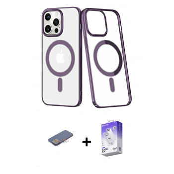 MARSİLYAN™- iPhone 13 Pro Max Kılıf Yörünge Minimal - Siyah Bilvis 5in1 3D Magic Cam Ekran Koruyucu + Renkli Kamera Lens Koruma Cam - PE