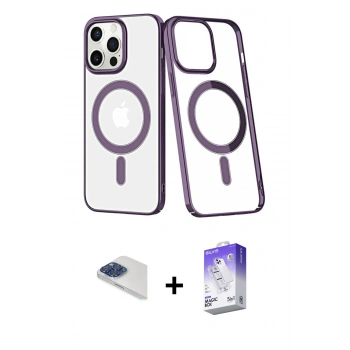 MARSİLYAN™- iPhone 13 Pro Max Kılıf Yörünge Minimal - Siyah Bilvis 5in1 3D Magic Cam Ekran Koruyucu + Pers Alüminyum Kamera Lens - LT