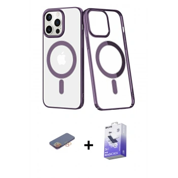 MARSİLYAN™- iPhone 13 Pro Max Kılıf Yörünge Minimal - Siyah Bilvis 5in1 5D Magic Hayalet Cam Ekran Koruyucu + Renkli Kamera Lens Koruma Cam - TU