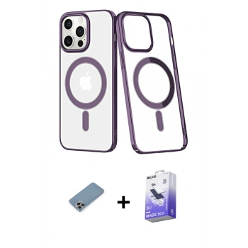 MARSİLYAN™- iPhone 13 Pro Max Kılıf Yörünge Minimal - Siyah Bilvis 5in1 5D Magic Hayalet Cam Ekran Koruyucu + Shine Kamera Lens Koruma Cam - GI