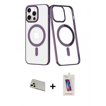 MARSİLYAN™- iPhone 13 Pro Max Kılıf Yörünge Minimal - Siyah Joko 5D Cam + Rainbow Kamera Lens Koruma Cam - BZ