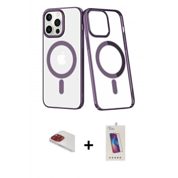 MARSİLYAN™- iPhone 13 Pro Max Kılıf Yörünge Minimal - Siyah Joko 5D Cam + Pers Alüminyum Kamera Lens - KI