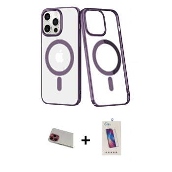 MARSİLYAN™- iPhone 13 Pro Max Kılıf Yörünge Minimal - Siyah Joko 5D Cam + Rainbow Kamera Lens Koruma Cam - KI