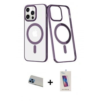 MARSİLYAN™- iPhone 13 Pro Max Kılıf Yörünge Minimal - Siyah Joko 5D Cam + Rainbow Kamera Lens Koruma Cam - MI