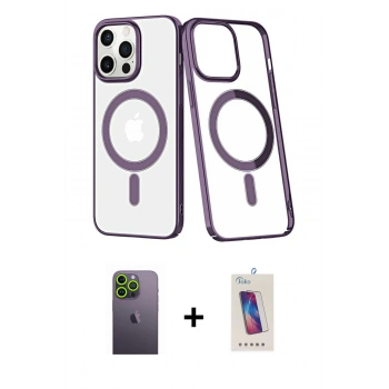 MARSİLYAN™- iPhone 13 Pro Max Kılıf Yörünge Minimal - Siyah Joko 5D Cam + Neon Fosforlu Kamera Lens - YL