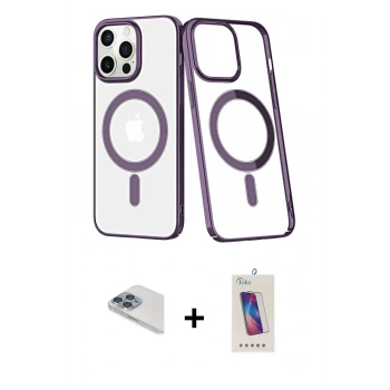 MARSİLYAN™- iPhone 13 Pro Max Kılıf Yörünge Minimal - Siyah Joko 5D Cam + Pers Alüminyum Kamera Lens - SABE