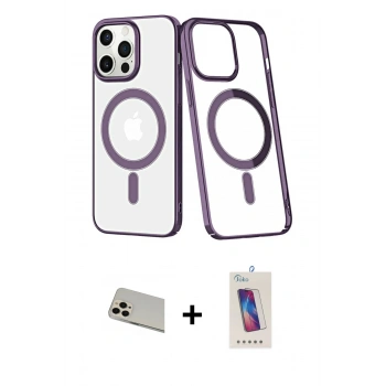MARSİLYAN™- iPhone 13 Pro Max Kılıf Yörünge Minimal - Siyah Joko 5D Cam + Rainbow Kamera Lens Koruma Cam - REGD