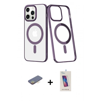 MARSİLYAN™- iPhone 13 Pro Max Kılıf Yörünge Minimal - Siyah Joko 5D Cam + Renkli Kamera Lens Koruma Cam - SI